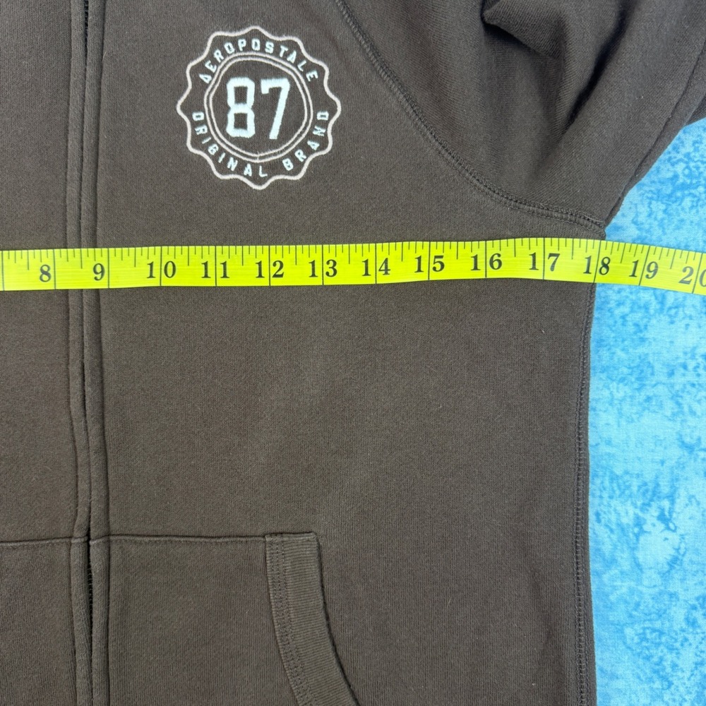 Aeropostale Womens Brown Full Zip Hoodie Sweatshirt Graphic Logo Size S - Picture 5 of 11